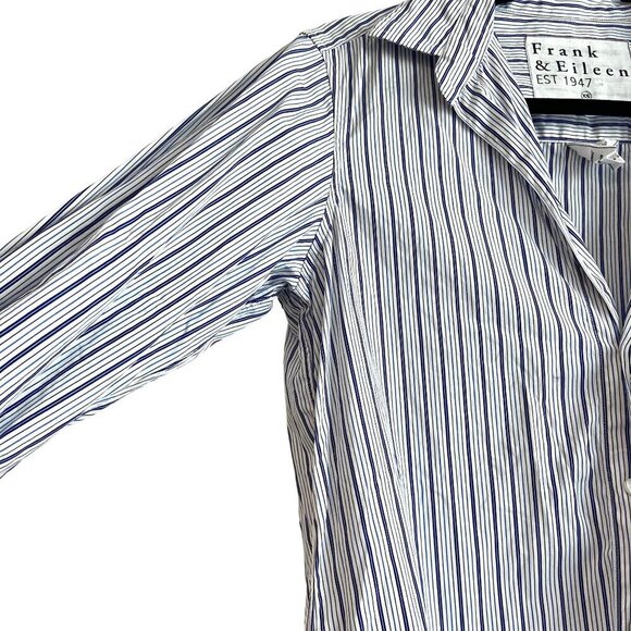 Frank & Eileen Grayson Navy Blue Stripe Cotton Button Down Shirt XS - Picture 7 of 11